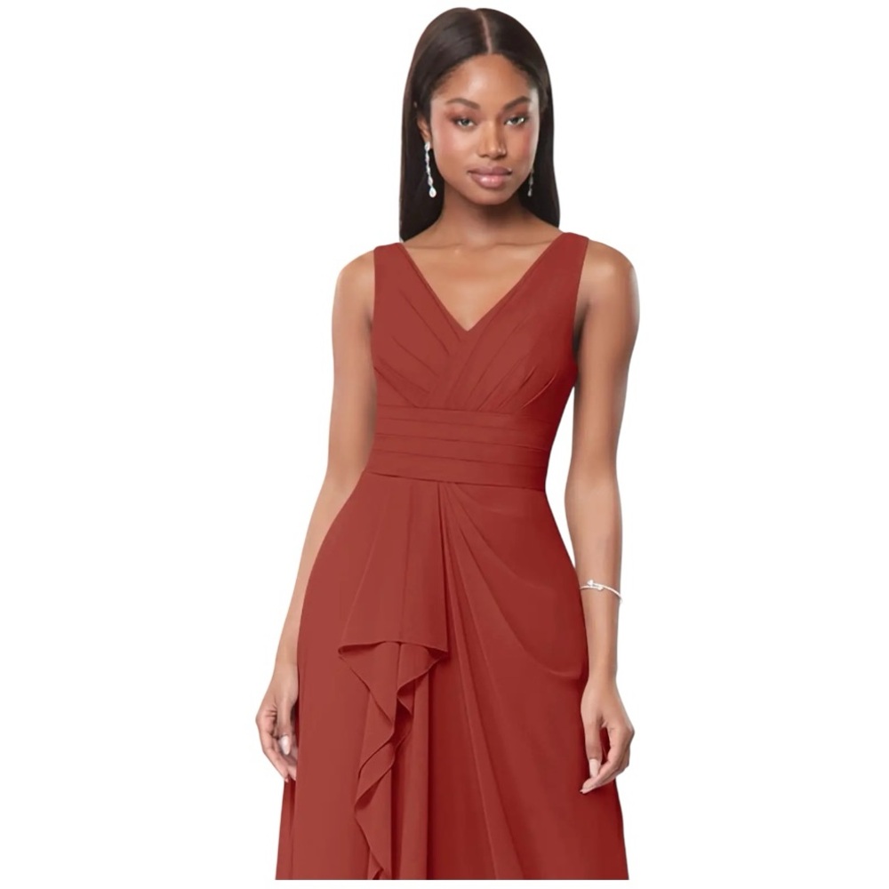 AZAZIE JULIANNA, Terracotta A-Line Chiffon Dress 37319 - Picture 3 of 10